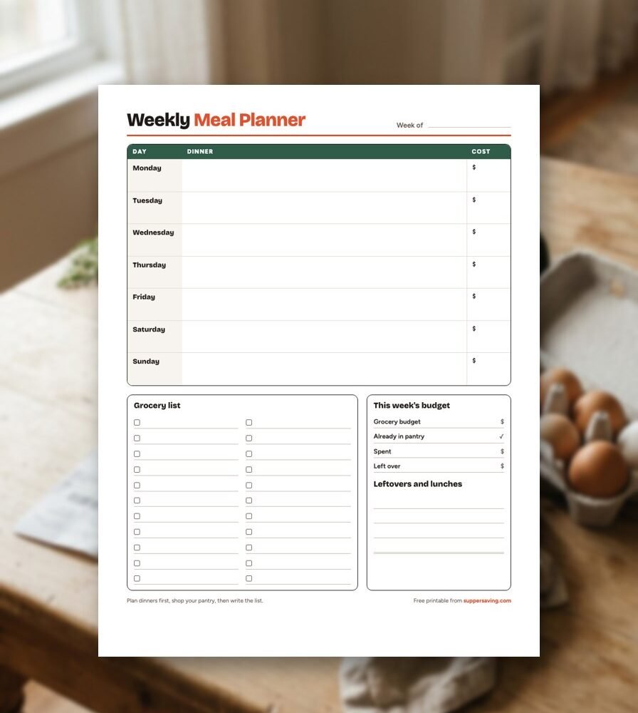 Free Weekly Meal Planner Printable (PDF)