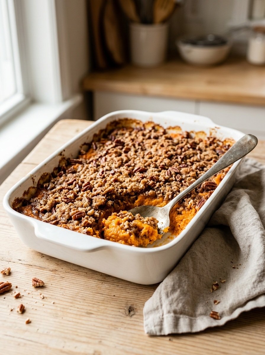 Sweet Potato Casserole with Pecan Topping